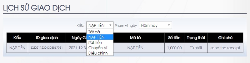 Hướng dẫn thao tác nạp tiền qua tài khoản ngân hàng tại nhà cái VB9