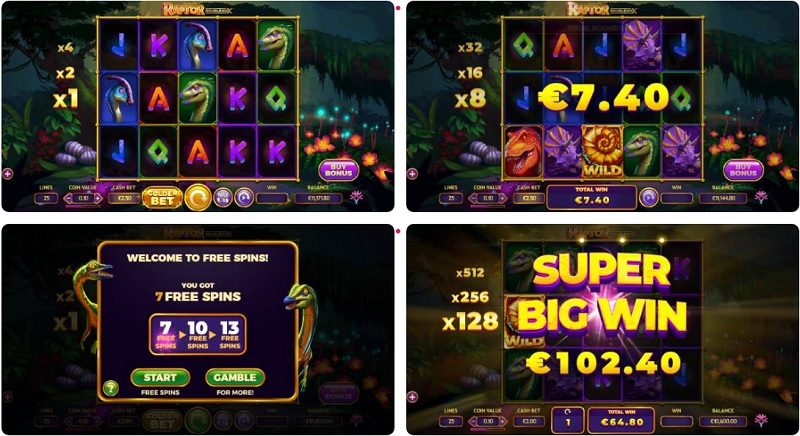 Khám phá vùng đất khủng long qua slot game Raptor DoubleMax